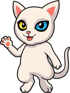 可爱招手小白猫