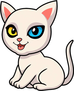 可爱双色眼小白猫