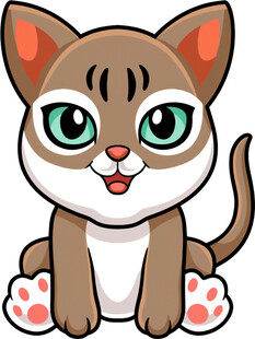 可爱卡通小猫坐立