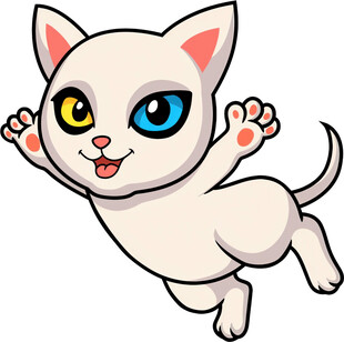 跳跃的双色眼可爱小白猫