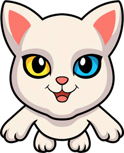 可爱双色眼卡通小猫