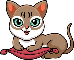 可爱猫咪趴粉色垫子上