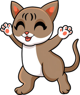 欢快跳舞的卡通小猫