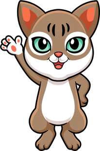 可爱招手猫咪卡通形象