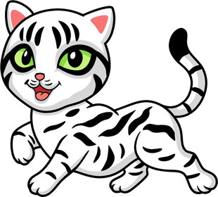 可爱斑纹小猫欢快奔跑