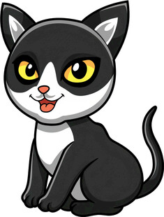 可爱黑白猫咪卡通形象