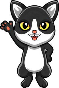 可爱招手卡通猫咪形象