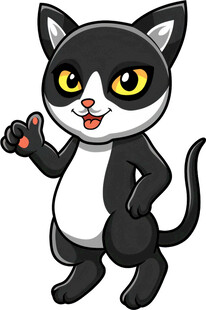 可爱黑白猫比大拇指