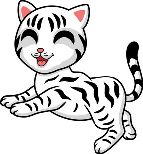 可爱黑白条纹卡通小猫