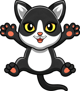 可爱黑白猫咪张开爪子