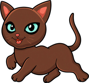 可爱棕色小猫欢快奔跑