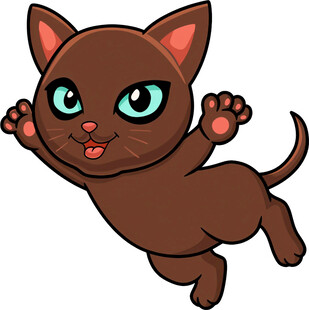 跳跃的棕色萌猫