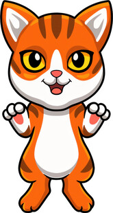 可爱橘白猫咪开心比耶