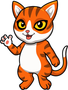 可爱招手猫咪卡通形象