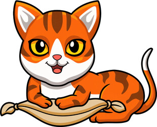 可爱小猫玩绳子