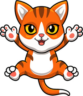 跳跃的可爱橘白猫咪