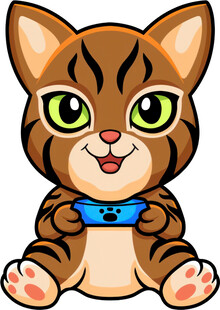 可爱猫咪抱蓝色物品