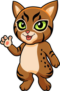 可爱卡通小猫挥手