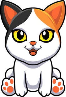 可爱三色小猫卡通形象