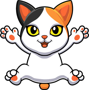 可爱三色猫咪欢快跳跃