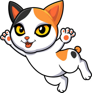 跳跃的可爱卡通猫咪