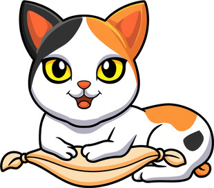 可爱三色猫咪趴卧在枕上