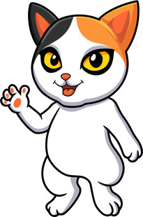 可爱三色猫挥手