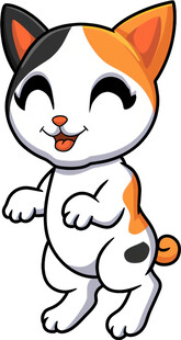 可爱卡通小猫欢快站立