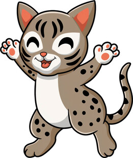 可爱豹纹小猫开心挥手