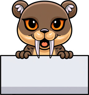 可爱剑齿虎举空白标牌