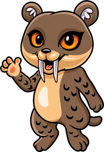 卡通獾形象挥手打招呼