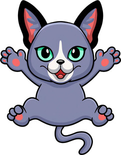 可爱跳跃的卡通猫咪