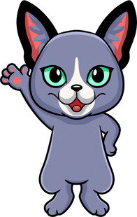 挥手的可爱卡通猫咪