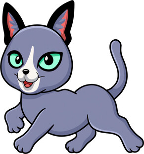 奔跑的可爱卡通小猫