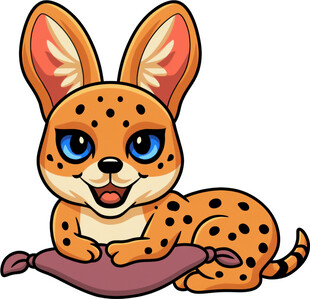 可爱豹纹小兔趴枕上