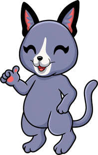 可爱灰猫举爪打招呼