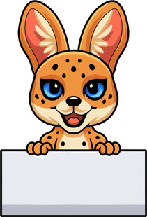 可爱豹耳兔举空白标牌