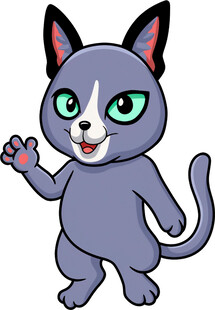 可爱蓝猫挥手