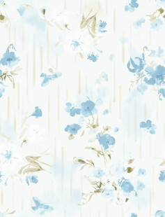 蓝白花卉条纹清新背景图