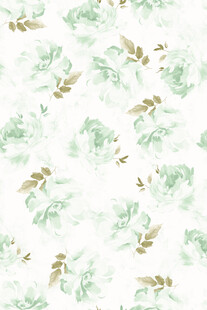 清新绿金花卉图案背景