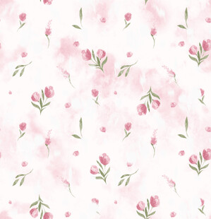 粉色花卉水彩无缝图案