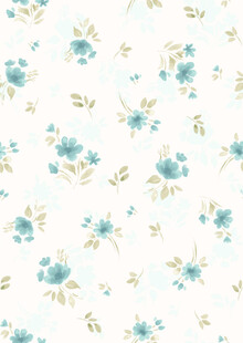 蓝白小花清新花卉图案