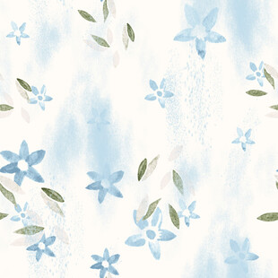 蓝白花卉水彩风图案背景