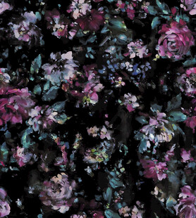 黑色底花卉图案布料