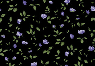 黑色背景上的紫色花卉图案