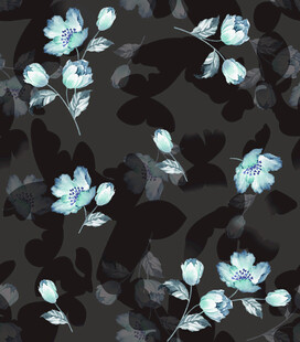 蓝花黑底花卉图案背景