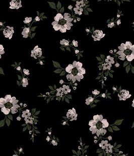 黑色底白色花卉图案