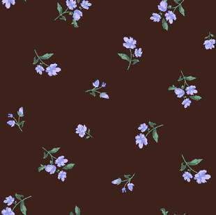 深棕底紫色小花图案