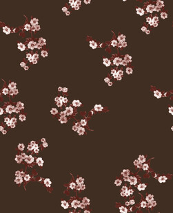 深棕底粉色碎花图案