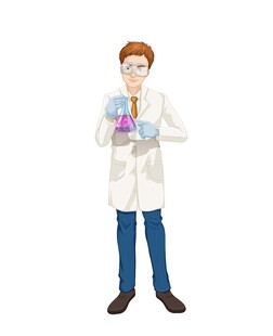 科学家手持试管做实验